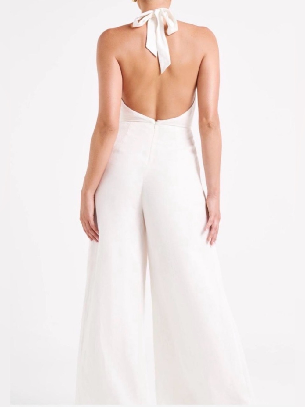 New Meshki Blanca Linen Halter Jumpsuit Cream/Natural – Size Small | Retail $139 - Picture 3 of 7